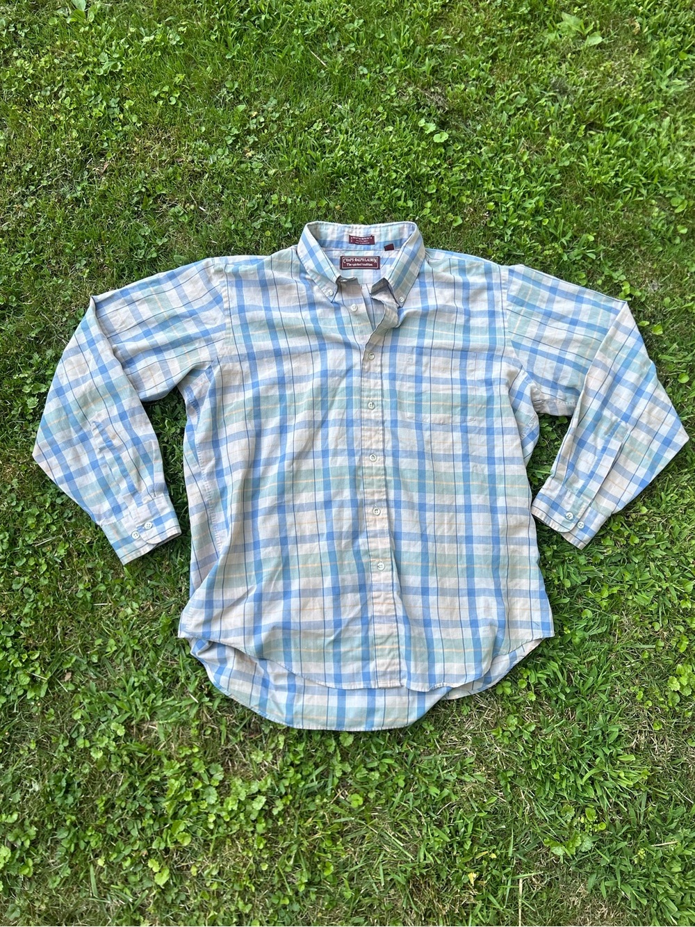 vintage Chaps Ralph Lauren blue and white plaid button-down